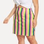 Shein Plus Striped Zip Up Side Skirt