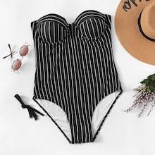 Shein Plus Striped Bandeau Swimsuit