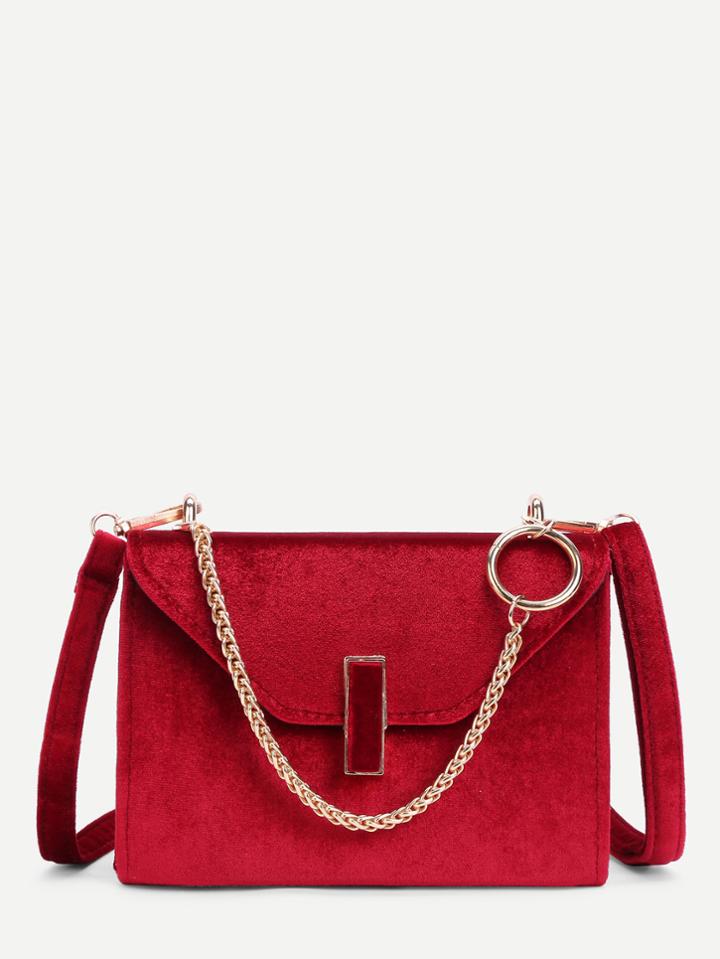 Shein Flap Velvet Crossbody Bag With Chain Handle