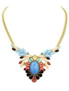 Shein Multicolor Drop Gemstone Gold Chain Necklace