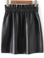 Shein Black Elastic Waist Pu Skirt