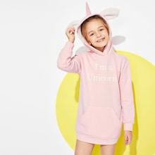 Shein Girls Letter Print Pocket Front Sweatshirt Dress