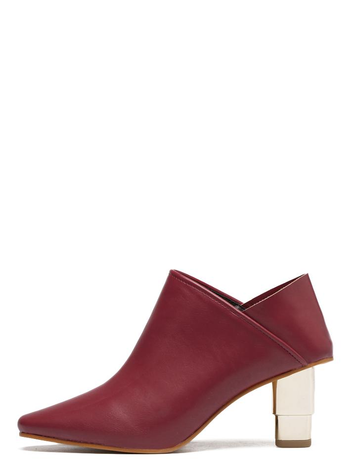 Shein Burgundy Pointed Toe Low-top Chunky Boots