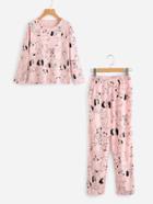 Shein Dog Print Top And Pants Pajama Set