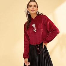 Shein Flower Embroidered Letter Hoodie