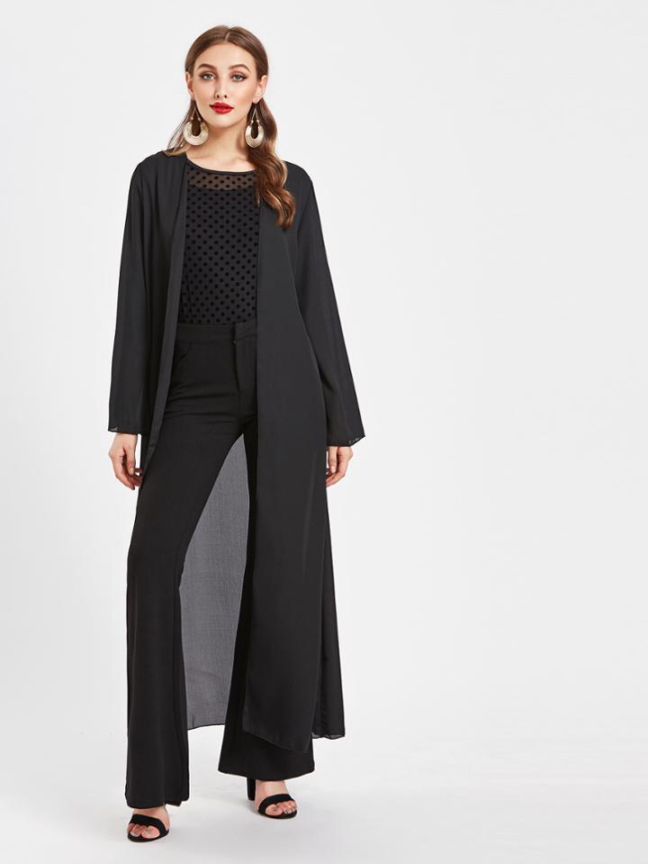Shein Self Tie Longline Chiffon Abaya