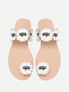 Shein Embroidery Detail Toe Ring Flower Sandals