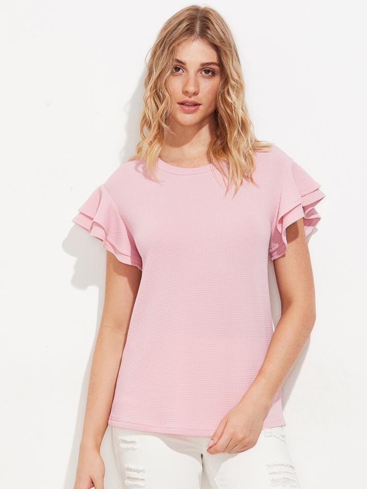 Shein Layered Flutter Sleeve Textured Top