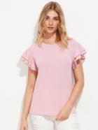 Shein Layered Flutter Sleeve Textured Top