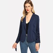 Shein Pocket Front Notched Neck Solid Blazer