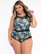 Shein Plus Size Multicolor Snake Print One-piece Swimwear