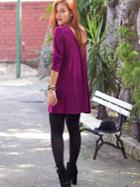 Shein Purple Long Sleeve Shift Tee Dress