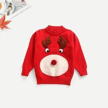 Shein Toddler Girls Cartoon Print Pom Pom Detail Sweater