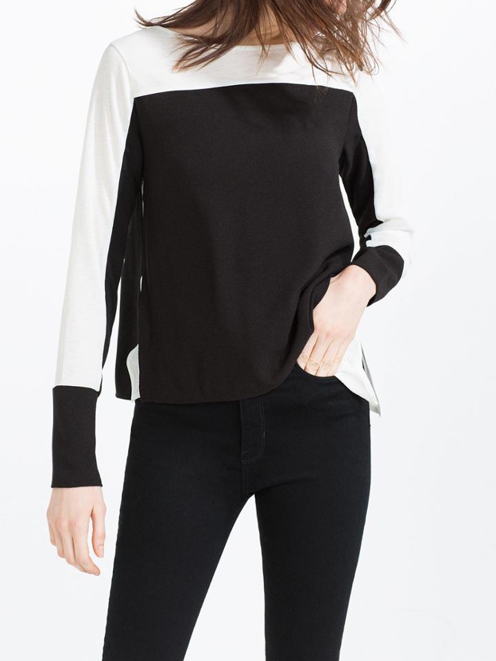 Shein Black Contrast Split Side T-shirt