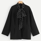 Shein Plus Polka Dot Tied Neck Blazer