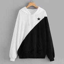 Shein Plus Colorblock Drawstring Detail Hoodie