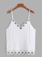 Shein White Contrast Crochet Lace Cami Top
