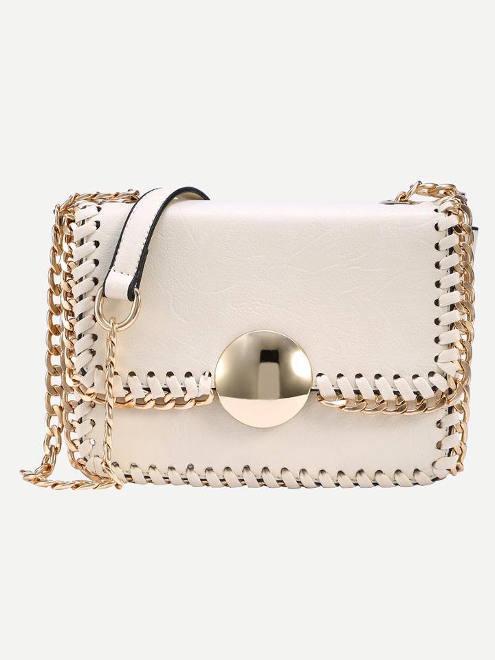 Shein Beige Interlaced Chain Trim Bag