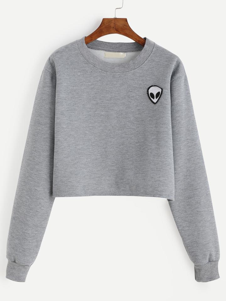 Shein Alien Patch Crop Sweatshirt