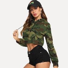 Shein Camo Print Hooded Sweatshirt