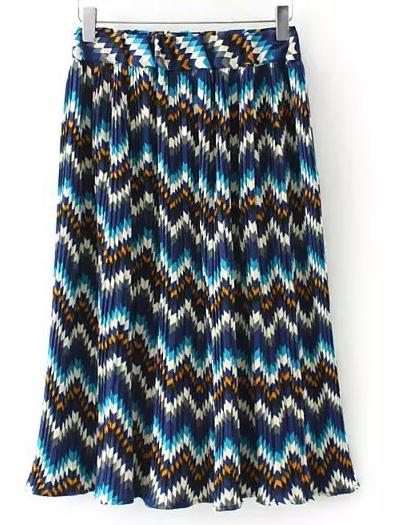 Shein Colour Wave Pattern Pleated Skirt