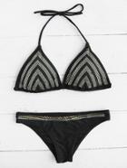 Shein Halter Studded Triangle Bikini Set