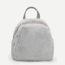 Shein Girls Studded Detail Faux Fur Backpack