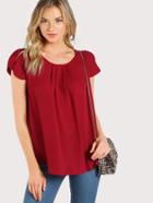 Shein Tulip Sleeve Pleated Neck Top
