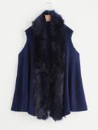 Shein Faux Fur Trim Knit Vest Coat