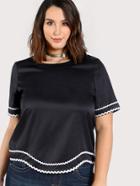 Shein Contrast Wave Lace Trim Curved Top