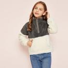 Shein Girls Color-block Teddy Jacket