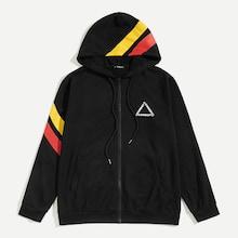 Shein Men Color-block Zipper Up Hoodie