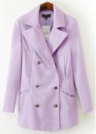 Rosewe Romantic Purple Button Closure Long Sleeve Woman Coat