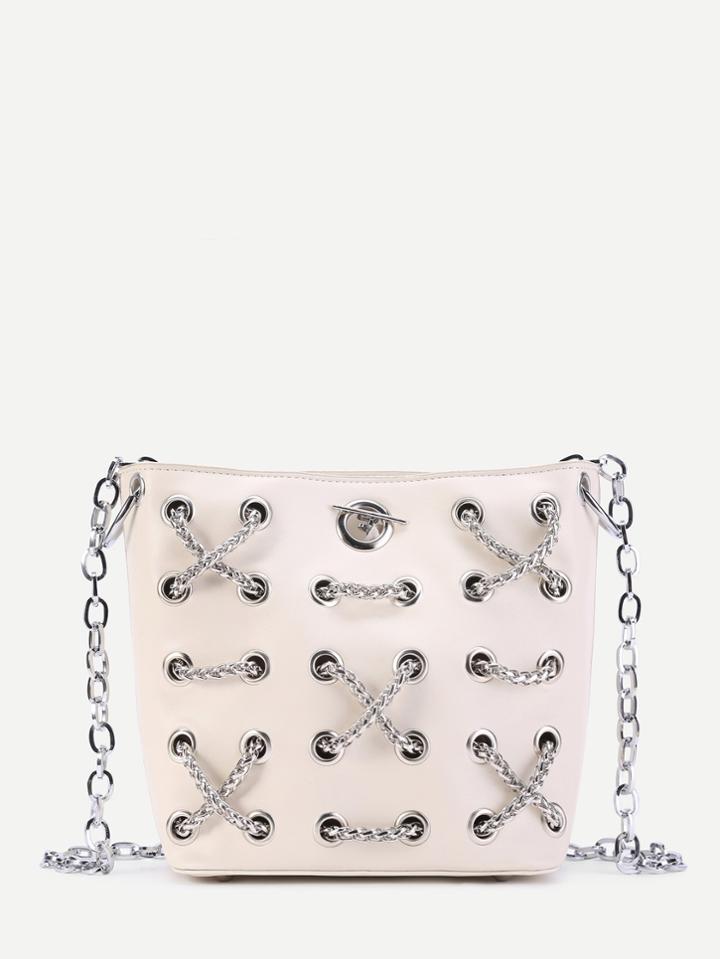 Shein Criss Cross Chain Decorated Pu Crossbody Bag