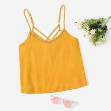 Shein Lace Eyelet Crisscross Cami Top