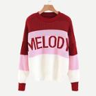 Shein Color Block Letter Sweater