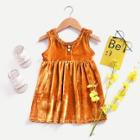 Shein Girls Button Detail Pleated Dress