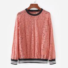 Shein Contrast Stripe Trim Lace Pullover