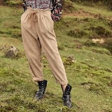 Shein Ruffle Drawstring Waist Corduroy Pants