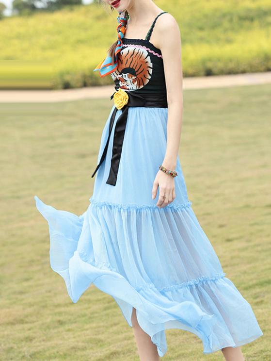 Shein Blue Spaghetti Strap Tiger Print Dress