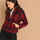 Shein Pocket Patched Checked Jacket