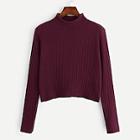 Shein Mock-neck Solid Crop Jumper