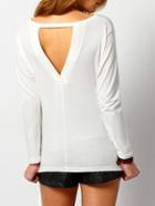 Shein White Long Sleeve Backless Slim T-shirt