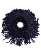 Shein Navy Ribbed Textured Fringe Knit Infinity Scarf