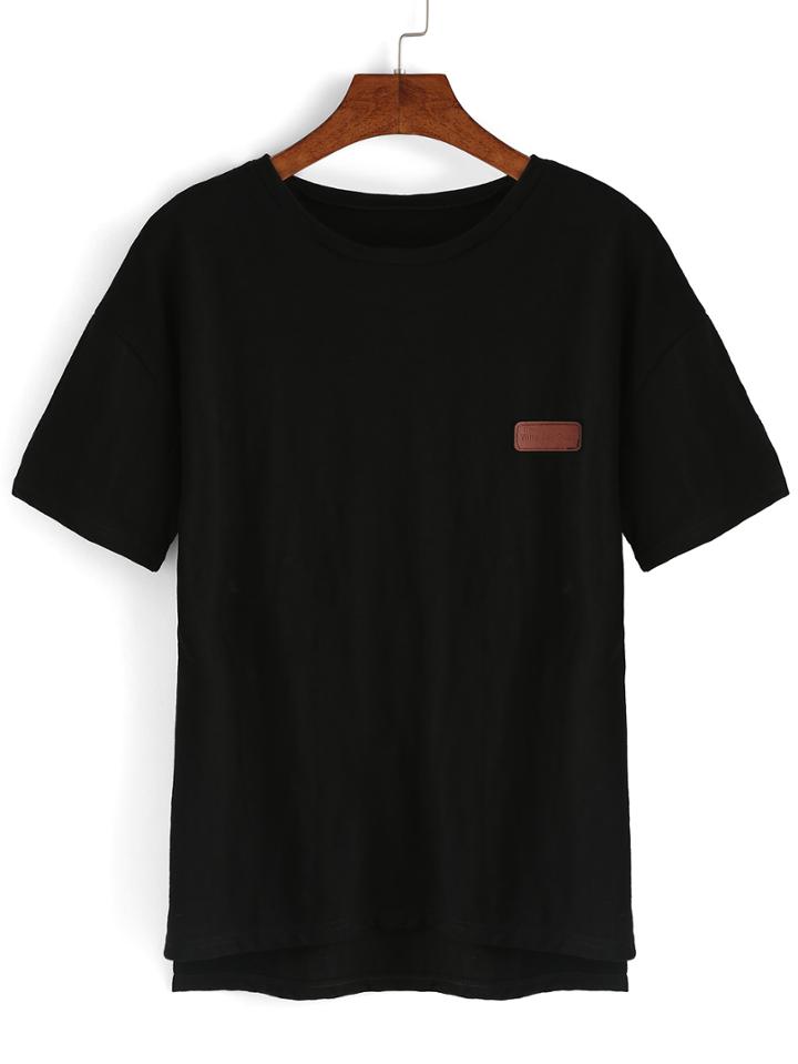 Shein Sewed Label High Low T-shirt