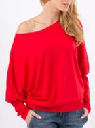 Shein Red Long Sleeve Loose T-shirt