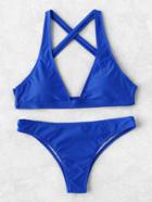 Shein Plunge Neck Cross Back Bikini Set