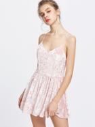 Shein Pink Velvet Criss Cross Backless Slip Dress