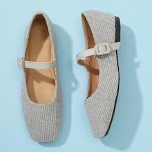 Shein Knit Design Square Toe Flats