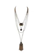Shein At-gold Indian Design Multilayers Geometric Tassel Necklace For Lady